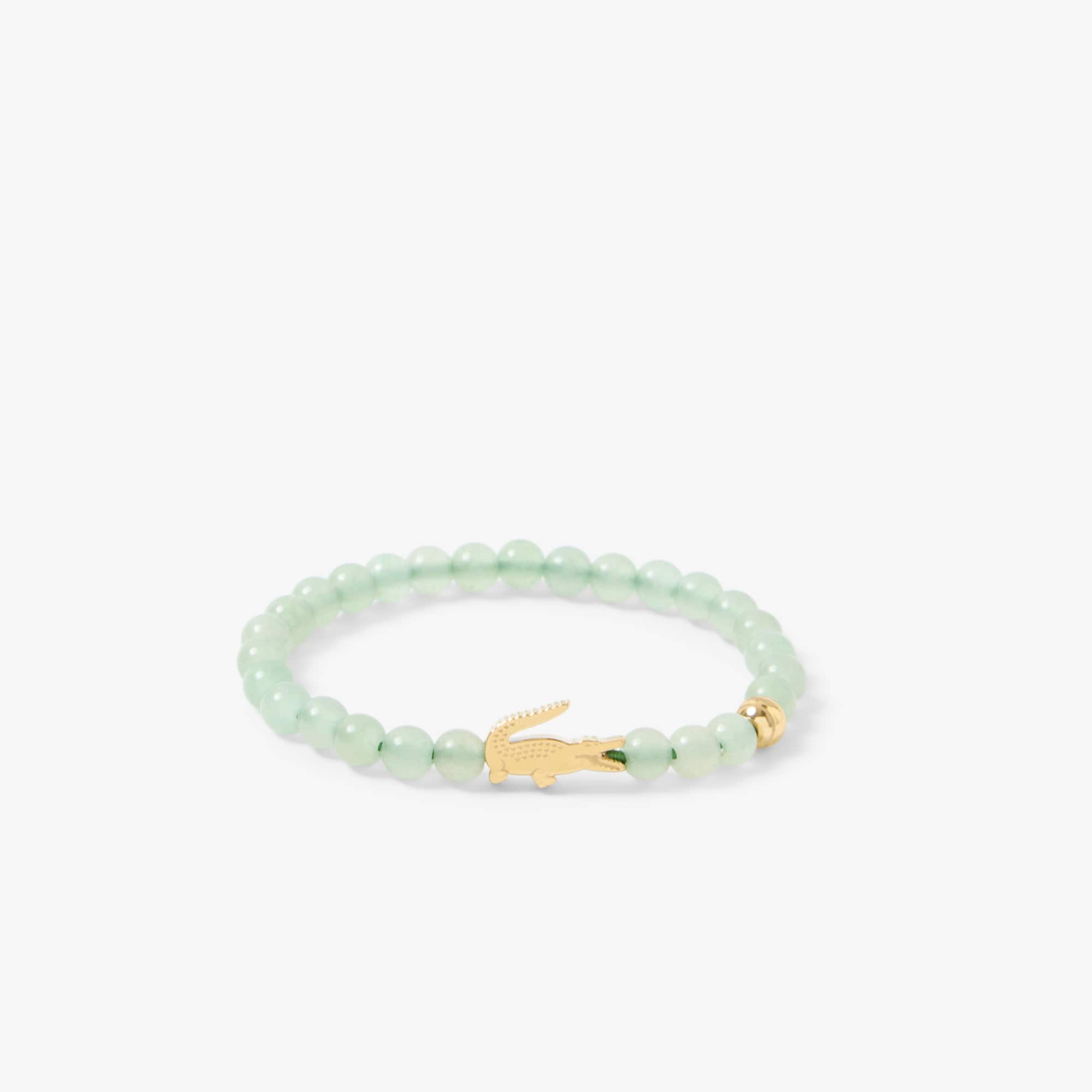 Lacoste Women's Matchpoint Green Adventurine Beads Gold-Plated Crocodile Bracelet - Green