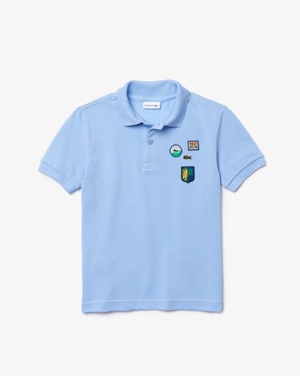 Polo Lacoste en piqu&eacute; de algod&oacute;n suave con insignias para ni&ntilde;o