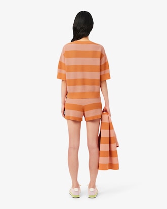 Shorts De Punto De Malla A Rayas