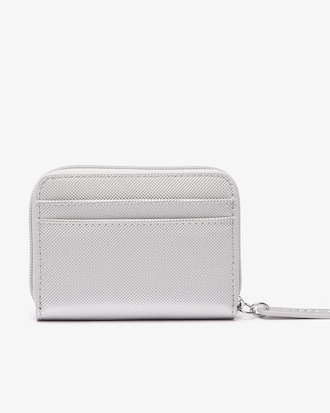 Women's Silver Canvas L.12.12 Zipped Wallet