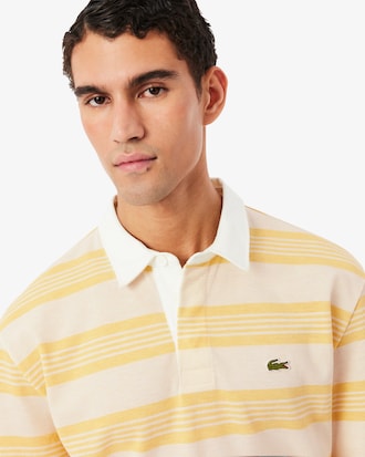 Relaxed Fit Striped Piqu&eacute; Rugby Polo