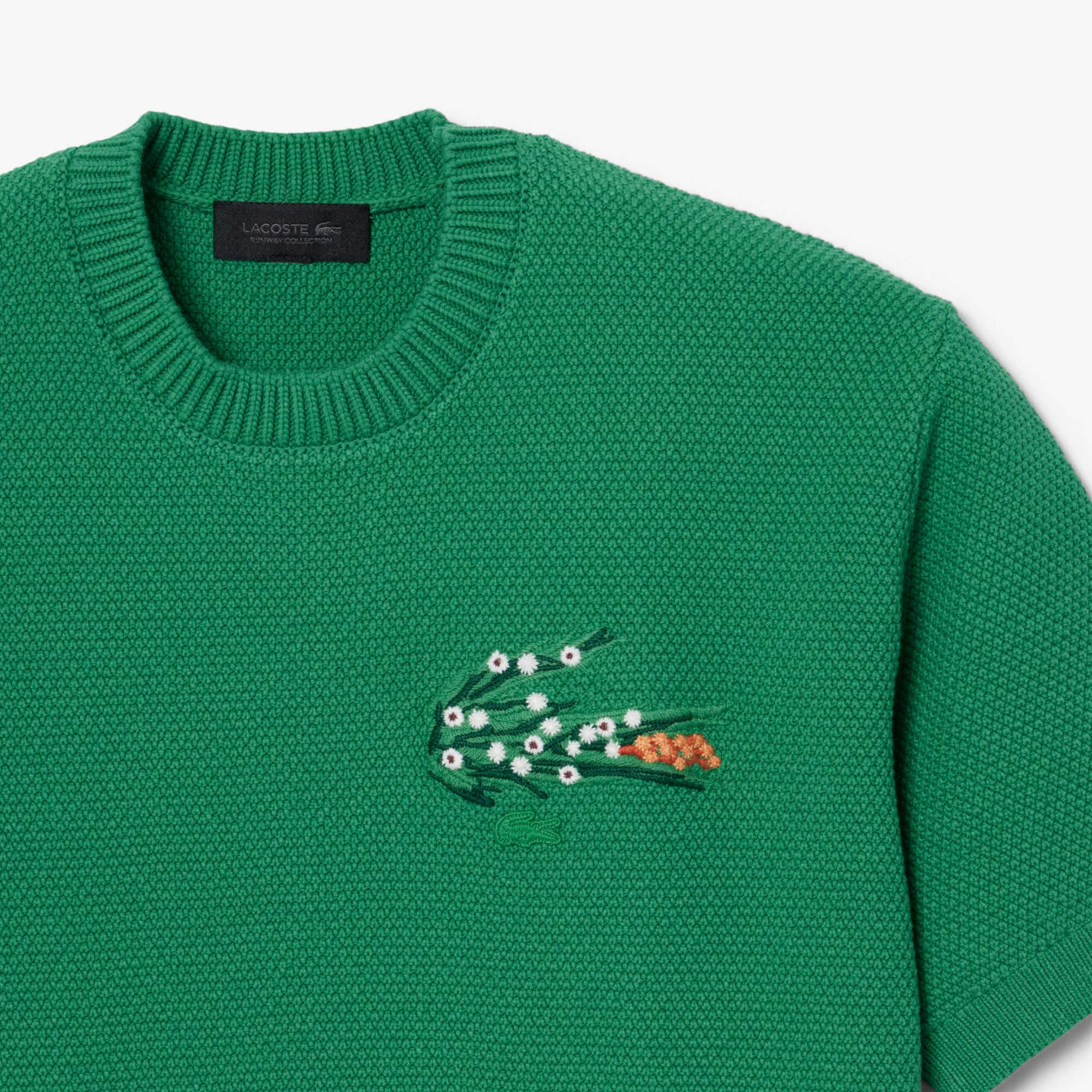 Runway Floral Crocodile Piqué Sweater