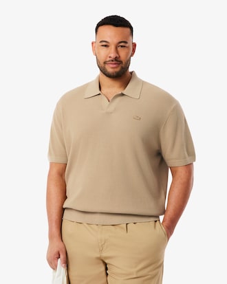 Su&eacute;ter Negro Tipo Polo Abierto De Algod&oacute;n