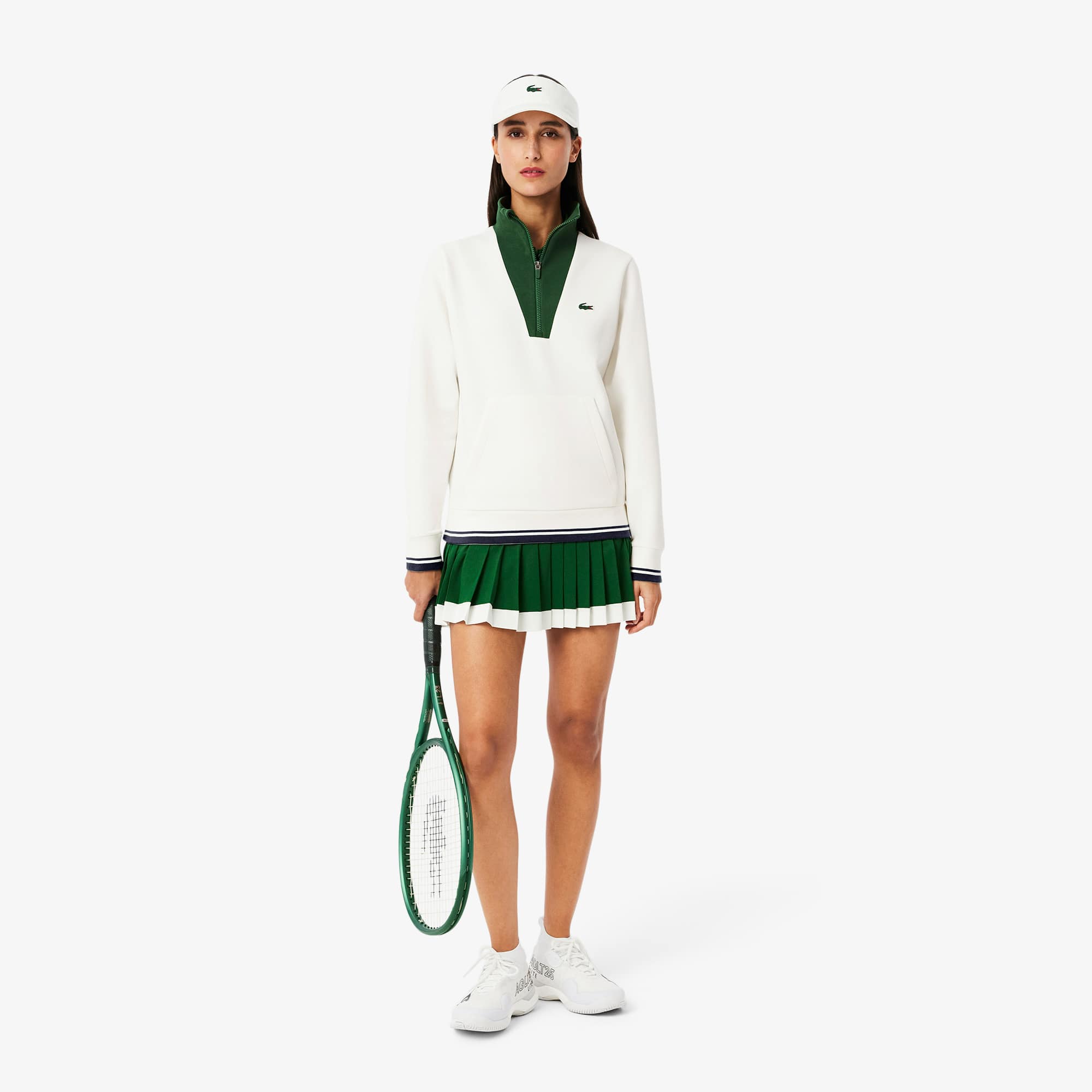 Lacoste ダークグリーン トレーナー　US XS ラコステ LACOSTE メッセージプリントバインダーネックTシャツ