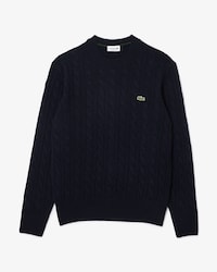 Men's Cable Knit Wool Crew Neck Sweater 
