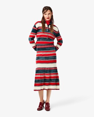Runway Striped Polo Collar Maxi Dress