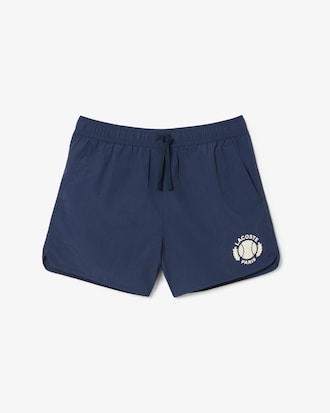 Men's Short Badge Accent Swim Trunks