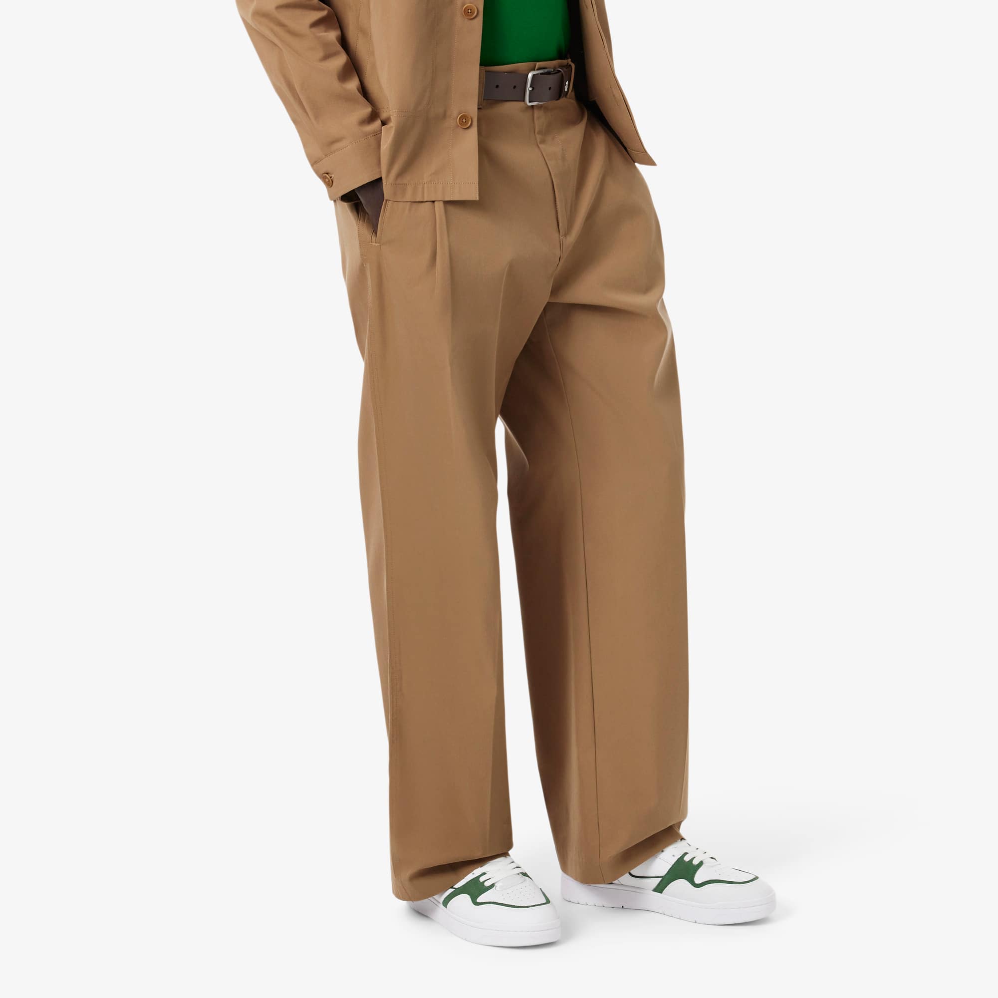 Loose Fit Pleated Twill Pants