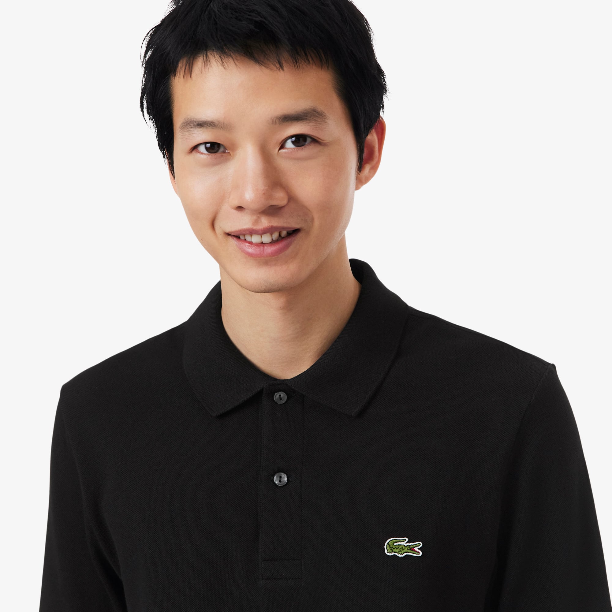 LACOSTE 長袖ポロシャツ ブラック PARIS POLO Lacoste Men's Long Sleeve Regular Fit Paris Stretch Piqué Polo