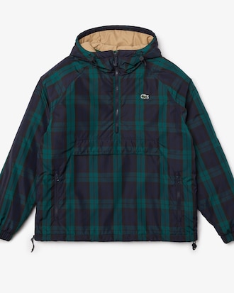 Men's Checkered Quilted Pullover Windbreaker