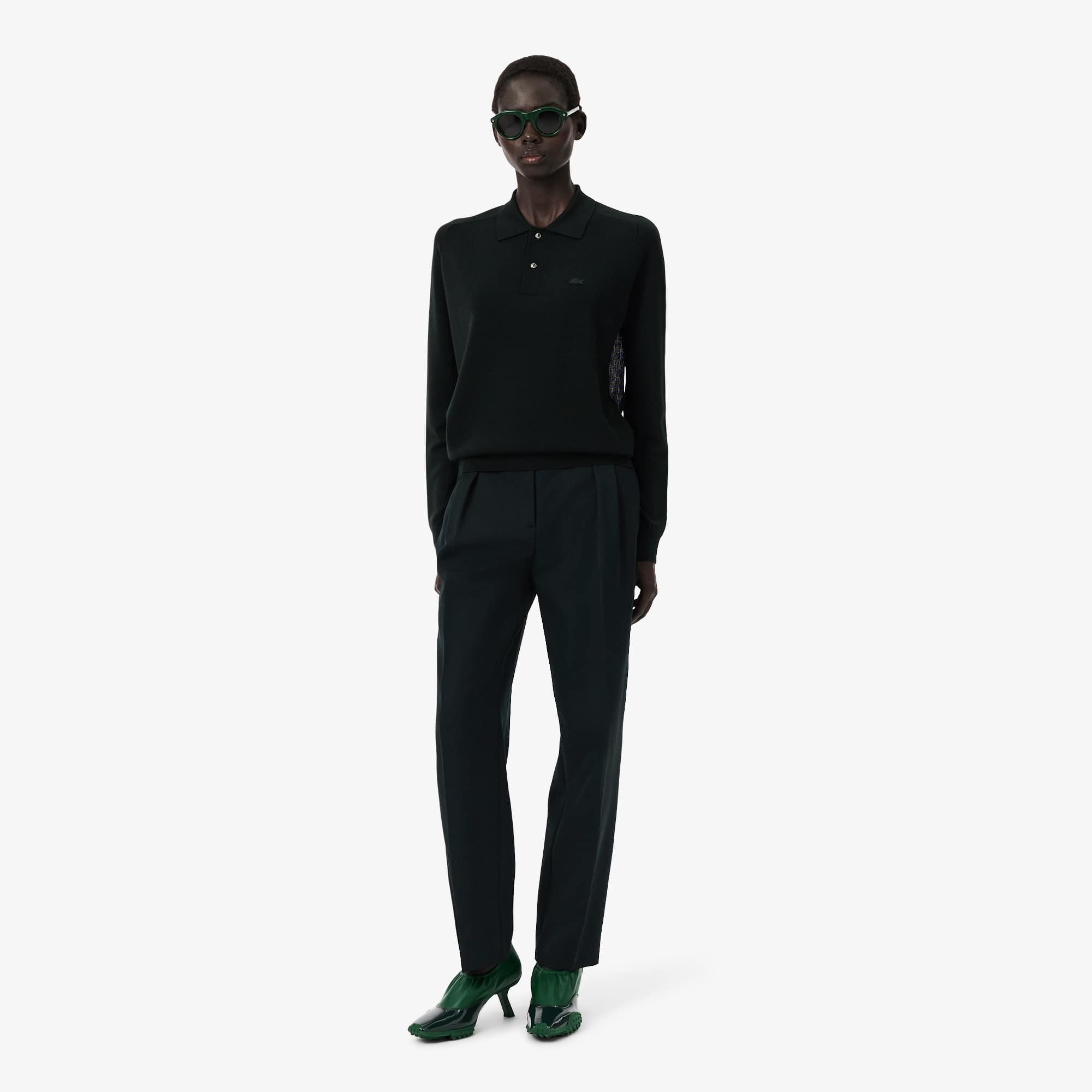 Lacoste Runway Straight Fit Tailored Wool Pants - 38 In Green