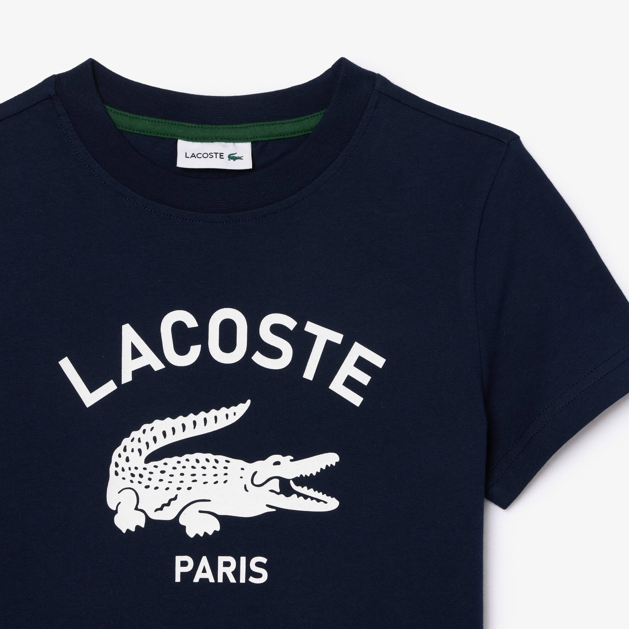 Lacoste ★ Signature Printed Crew Neck Tee 半袖Tシャツ Kids' Signature Print Cotton T-Shirt - Teens T-Shirts & Tops
