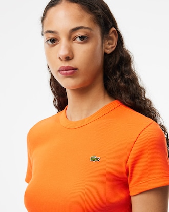 Women's Slim Fit Ribbed Cotton T-Shirt