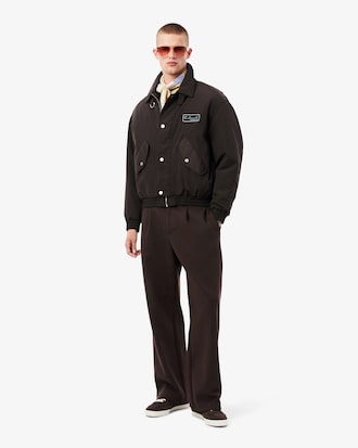 Pantalon loose fit Piqu&eacute; &agrave; plis