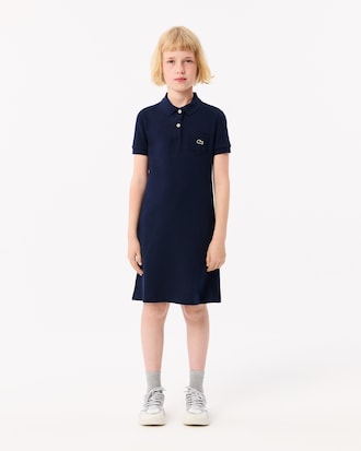 Robe polo en piqu&eacute; de coton uni