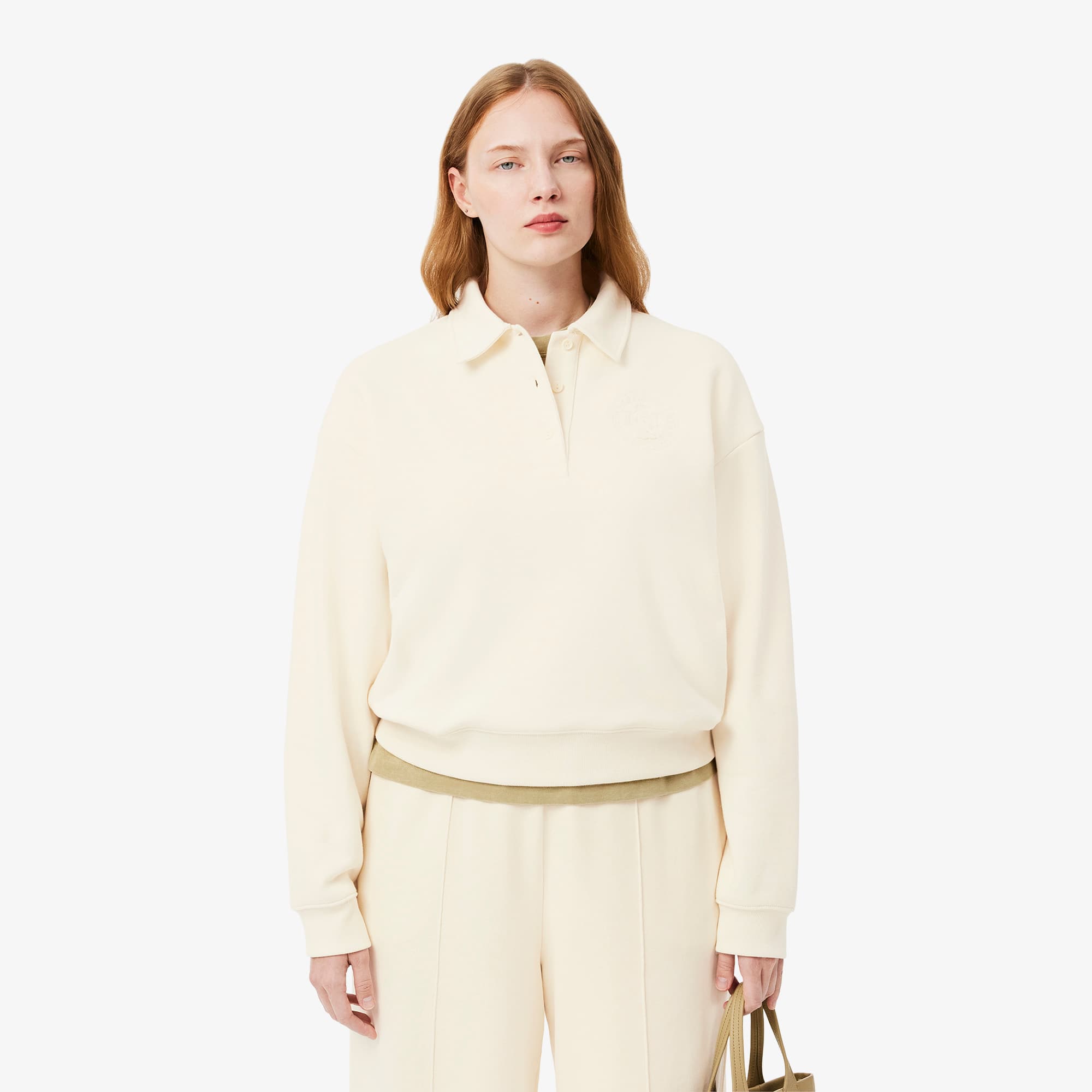 トップス Embroidery Polo Sweatshirt Women's Embroidered Fleece Polo Sweatshirt - Sweaters