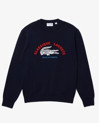 Men&rsquo;s Made In France Crew Neck Embroidered Stretch Cotton Sweater