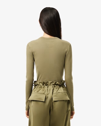 Women's Slim Fit Ribbed Cotton T-Shirt