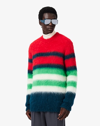 Runway Striped Brushed Alpaca Blend Piqu&eacute; Sweater