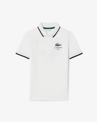Boys' Stripe Collar Petit Piqué Polo