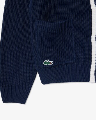 Badge Accent Wool Blend Golf Cardigan