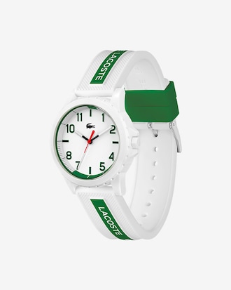Kids' Rider 3 Hands White & Green Silicone Watch