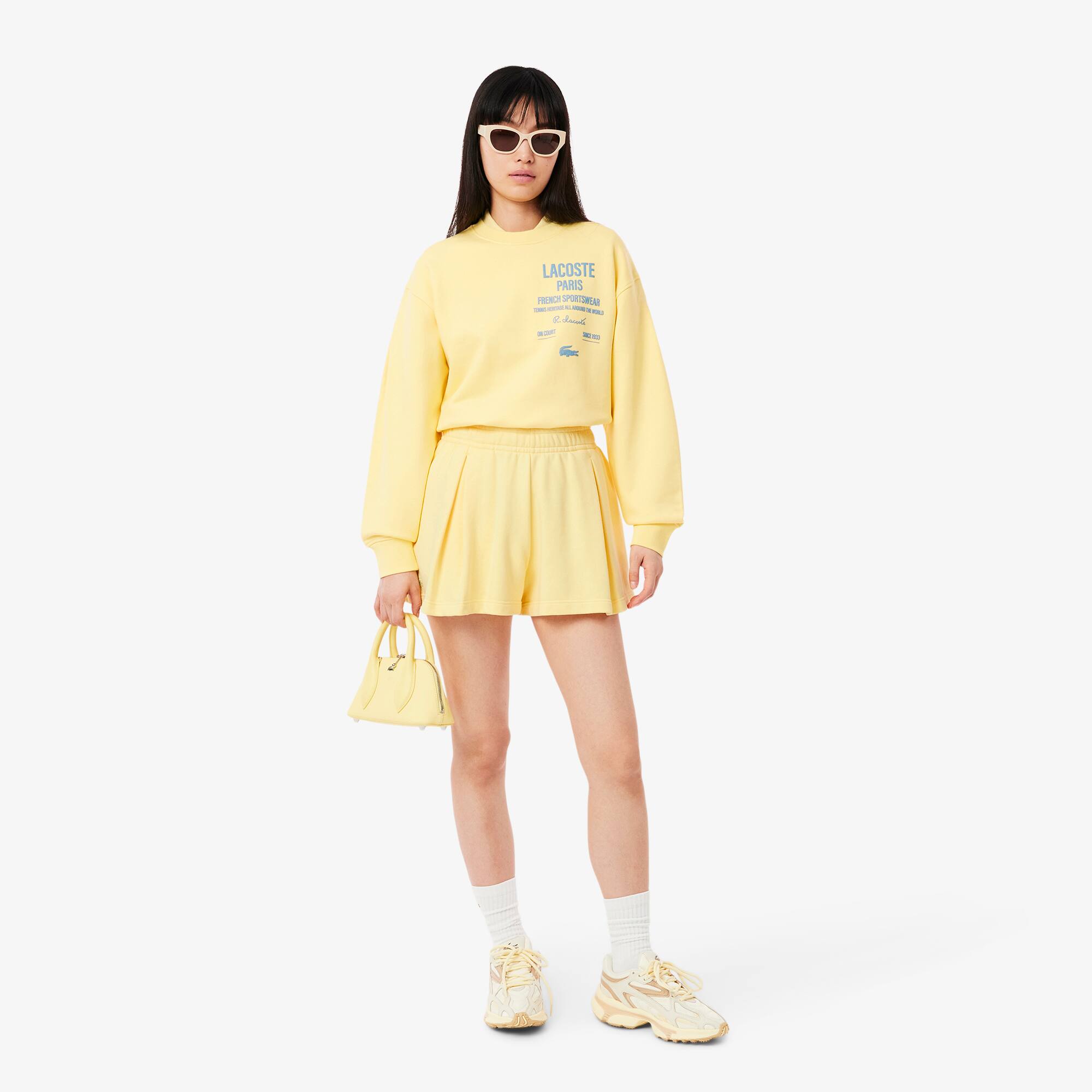 Women's Oversized Pleated Print Sweatshirt - Sweaters