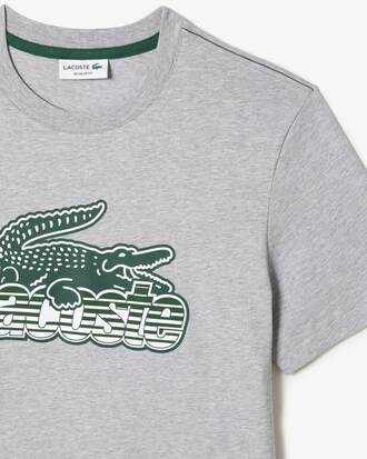 T-shirt homme Lacoste imprim&eacute; en jersey de coton