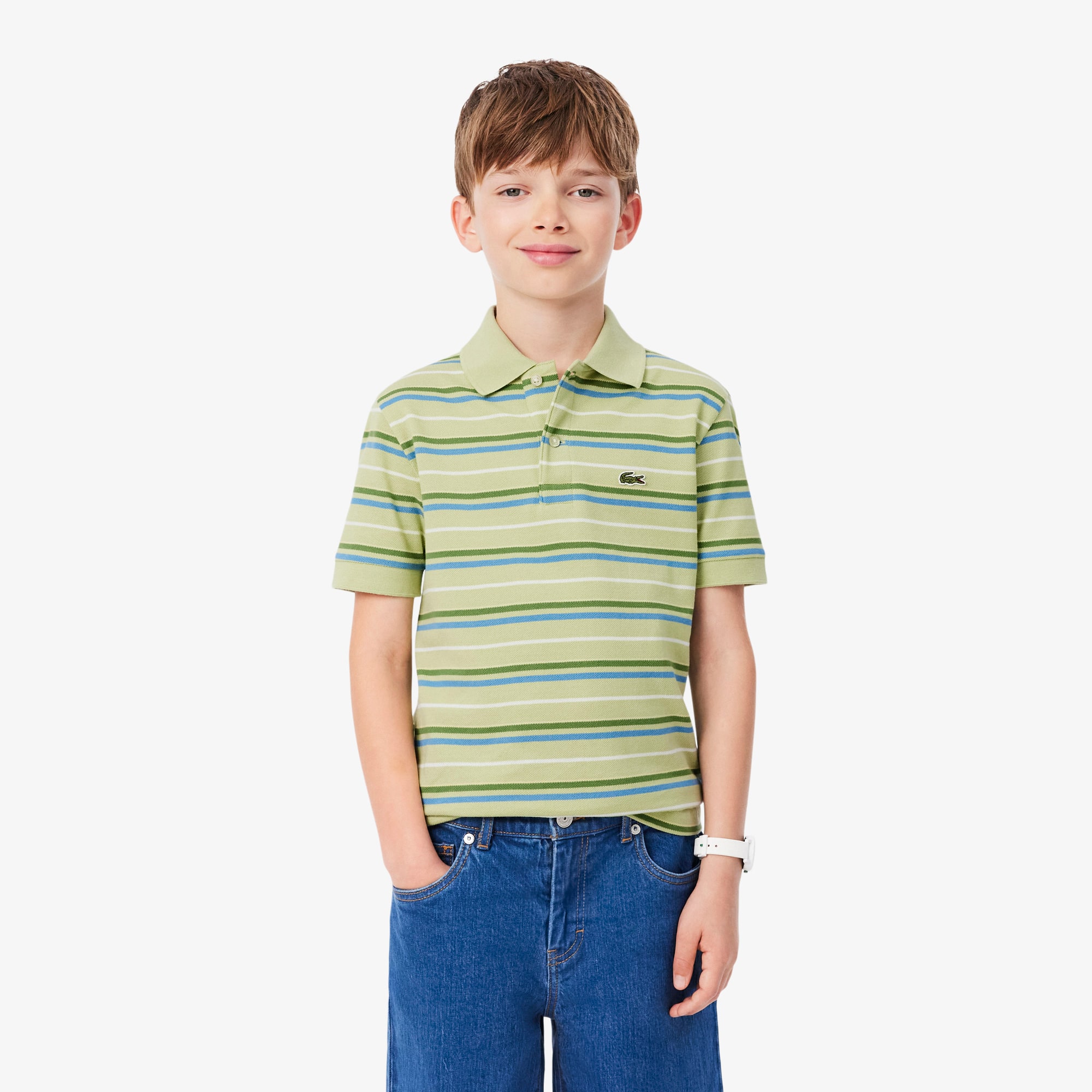 Lacoste Boys' Contrast Stripe Petit Piqué Polo