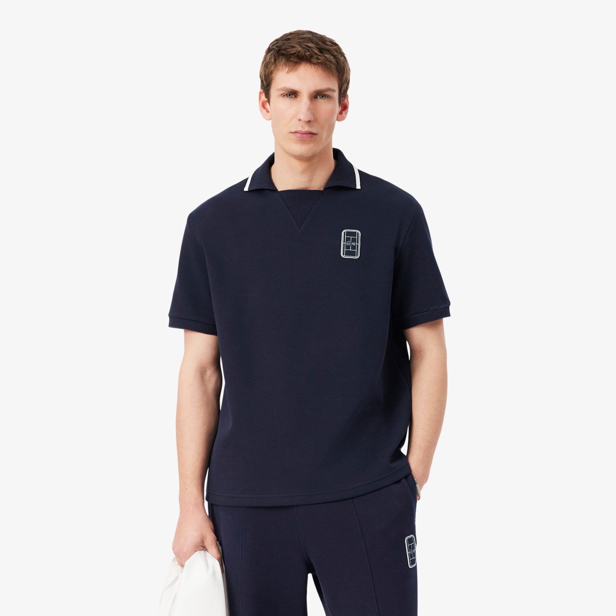 Loose Fit Embroidered Badge Piqué Polo Shirt
