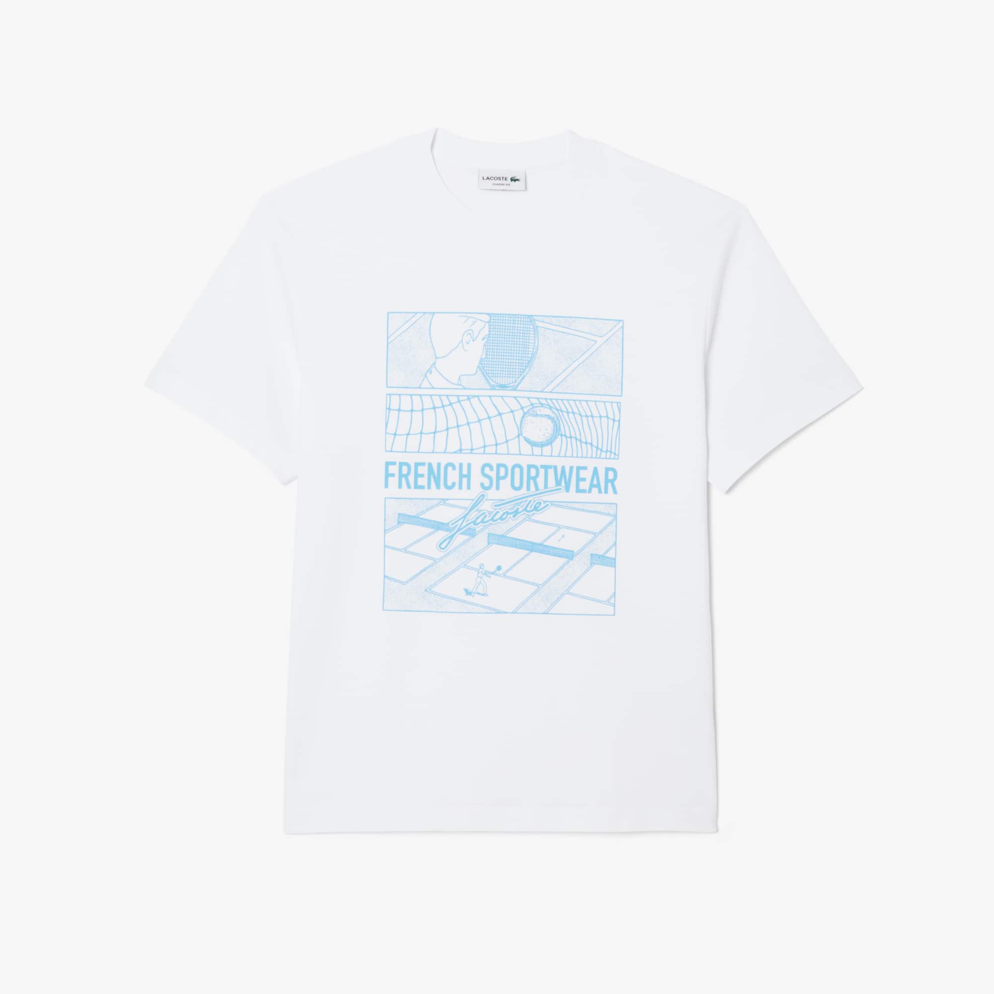 Men's Tennis Court Print Cotton T-Shirt - T-shirts - New In 2026