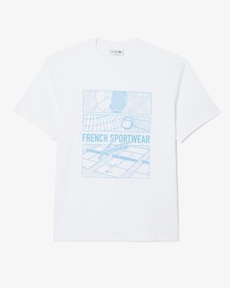 Men's Tennis Court Print Cotton T-Shirt