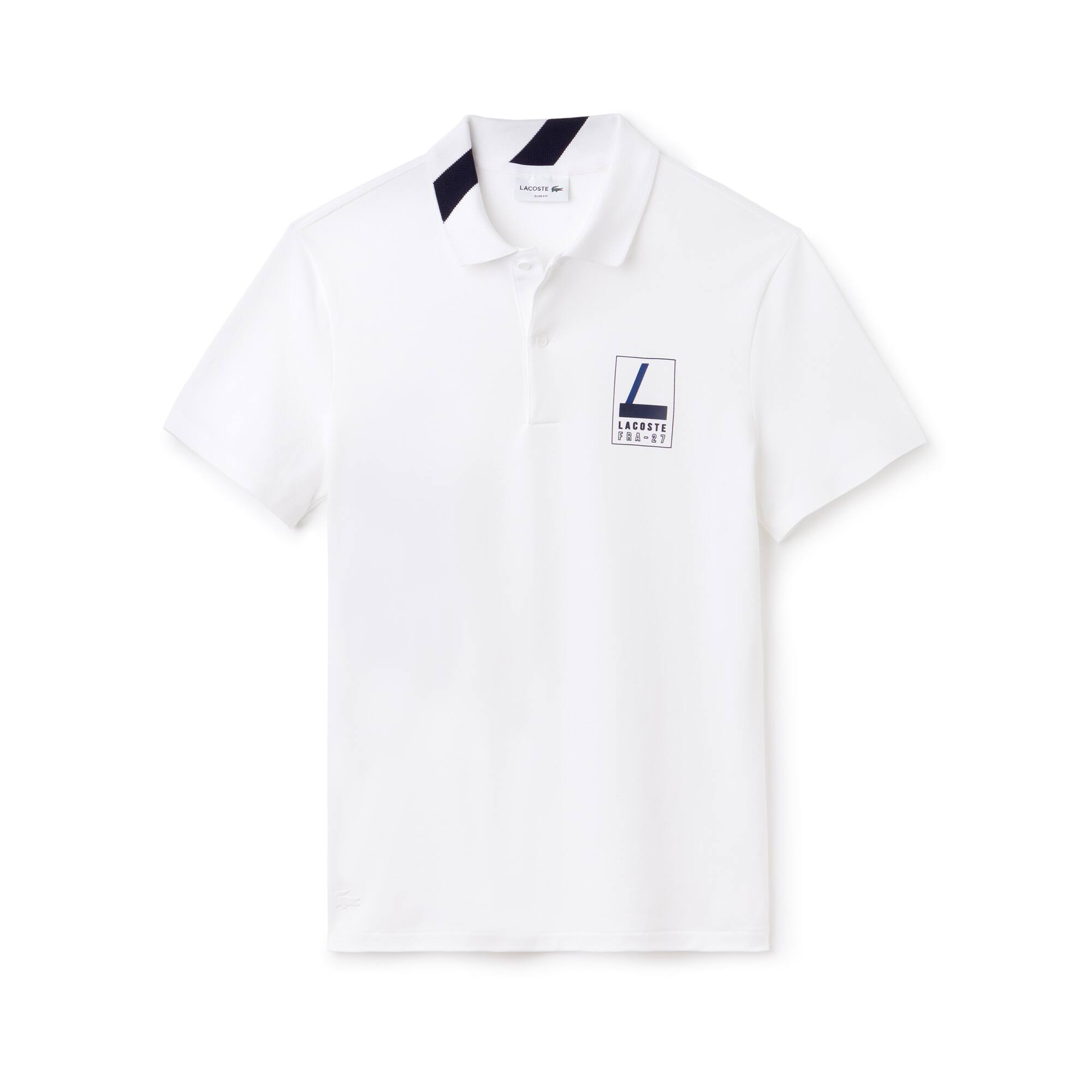 Men's Slim Fit Lettering Stretch Mini Piqué Polo