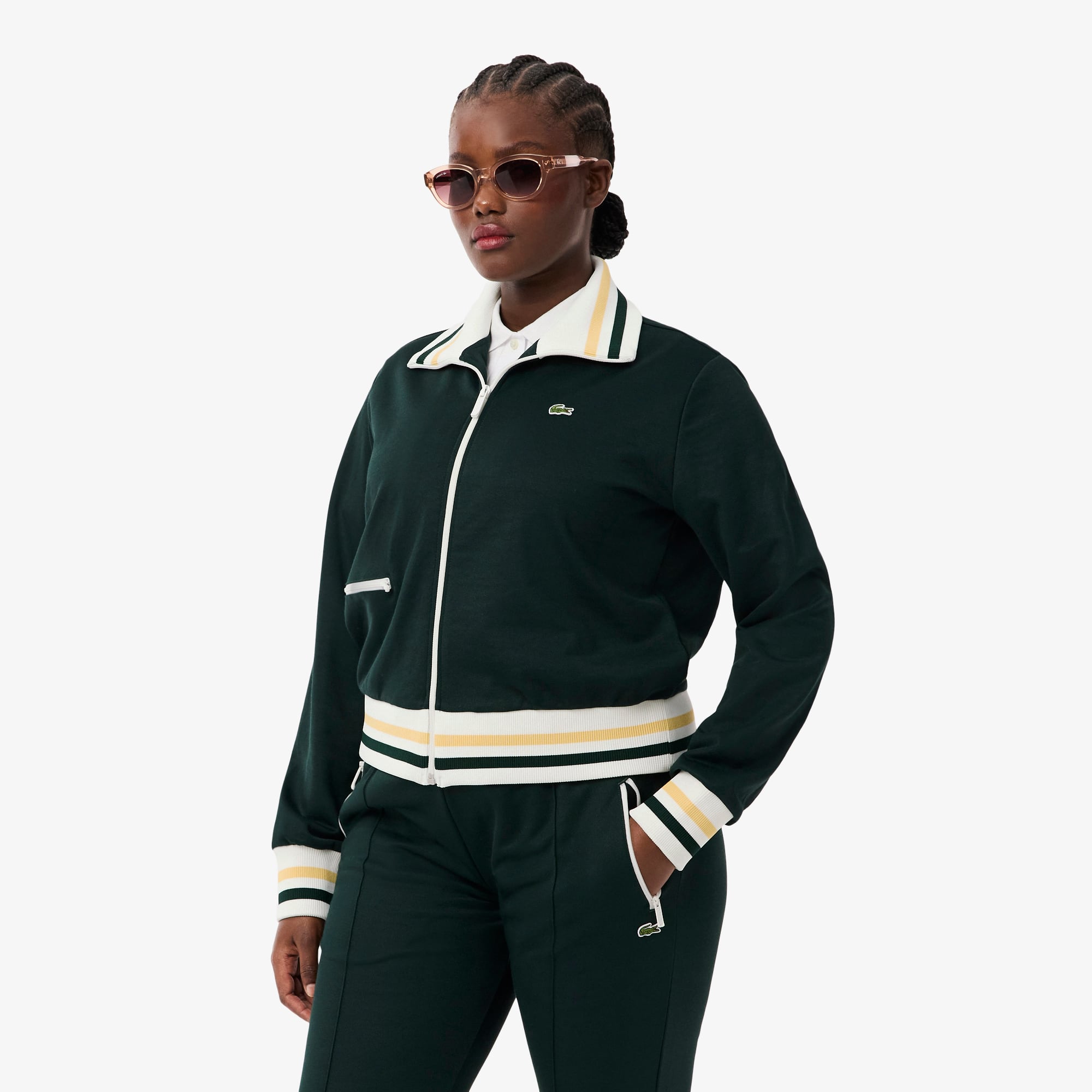 Women's Zip-Up Stripe Accent Sweatshirt - Sweaters & Sweatshirts