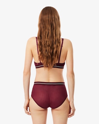 High Waist Velour Stripe Mesh Briefs