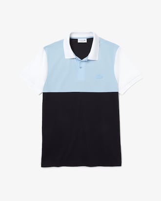 Polo para hombre Lacoste en piqu&eacute; de corte regular ligero y transpirable en piqu&eacute; con bloques de color