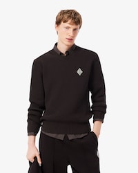 Pearl Rib Knit Badge Accent Sweater