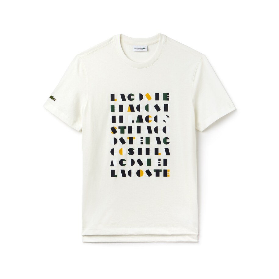 Men S Crew Neck 3d Lettering Cotton Jersey T Shirt Lacoste