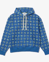 Men's Lacoste L!VE Loose Fit Hooded Print Cotton Hoodie