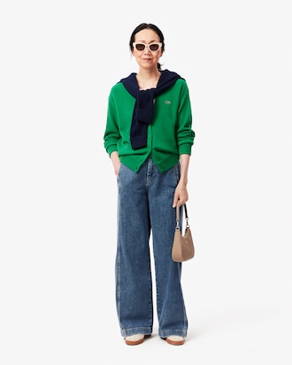 Women's Relaxed Fit V-Neck Wool Cardigan