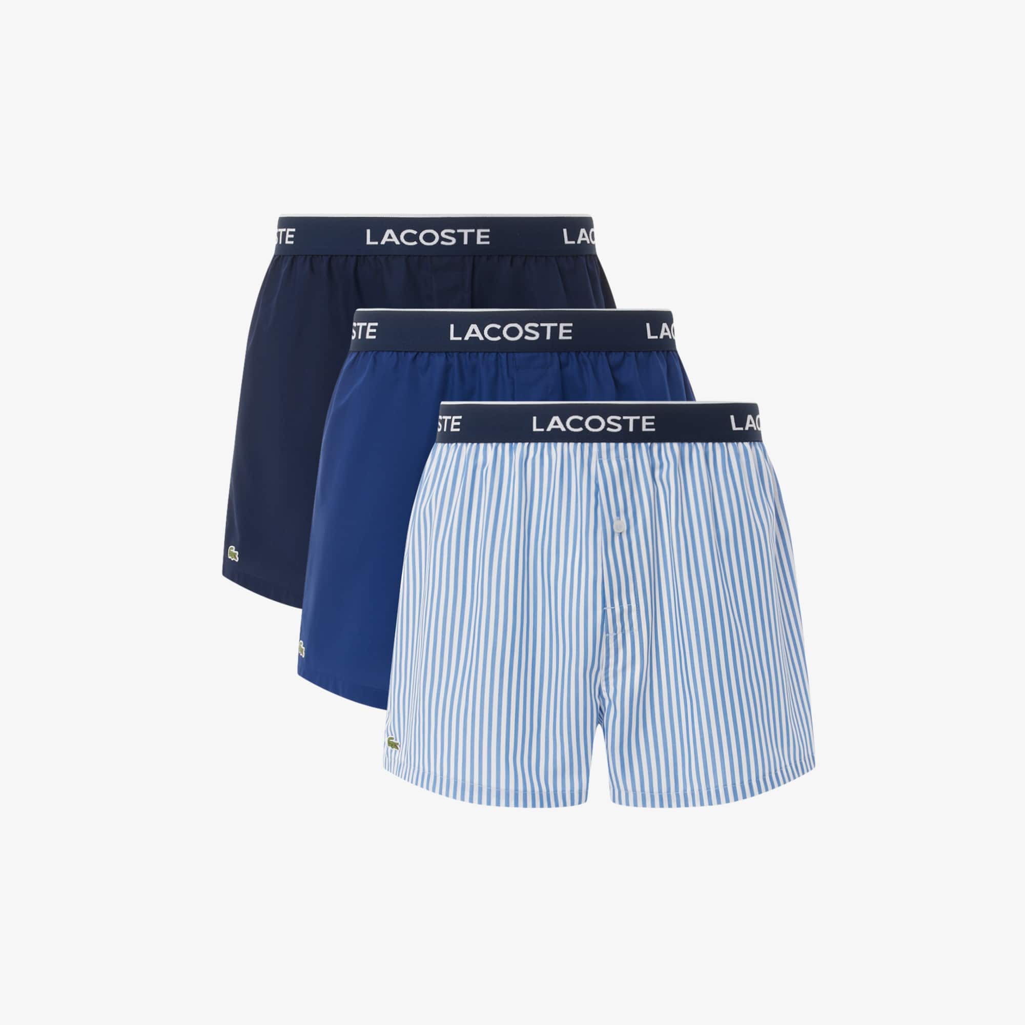 Lacoste Men's 3-pack Cotton Poplin Boxers In Multi