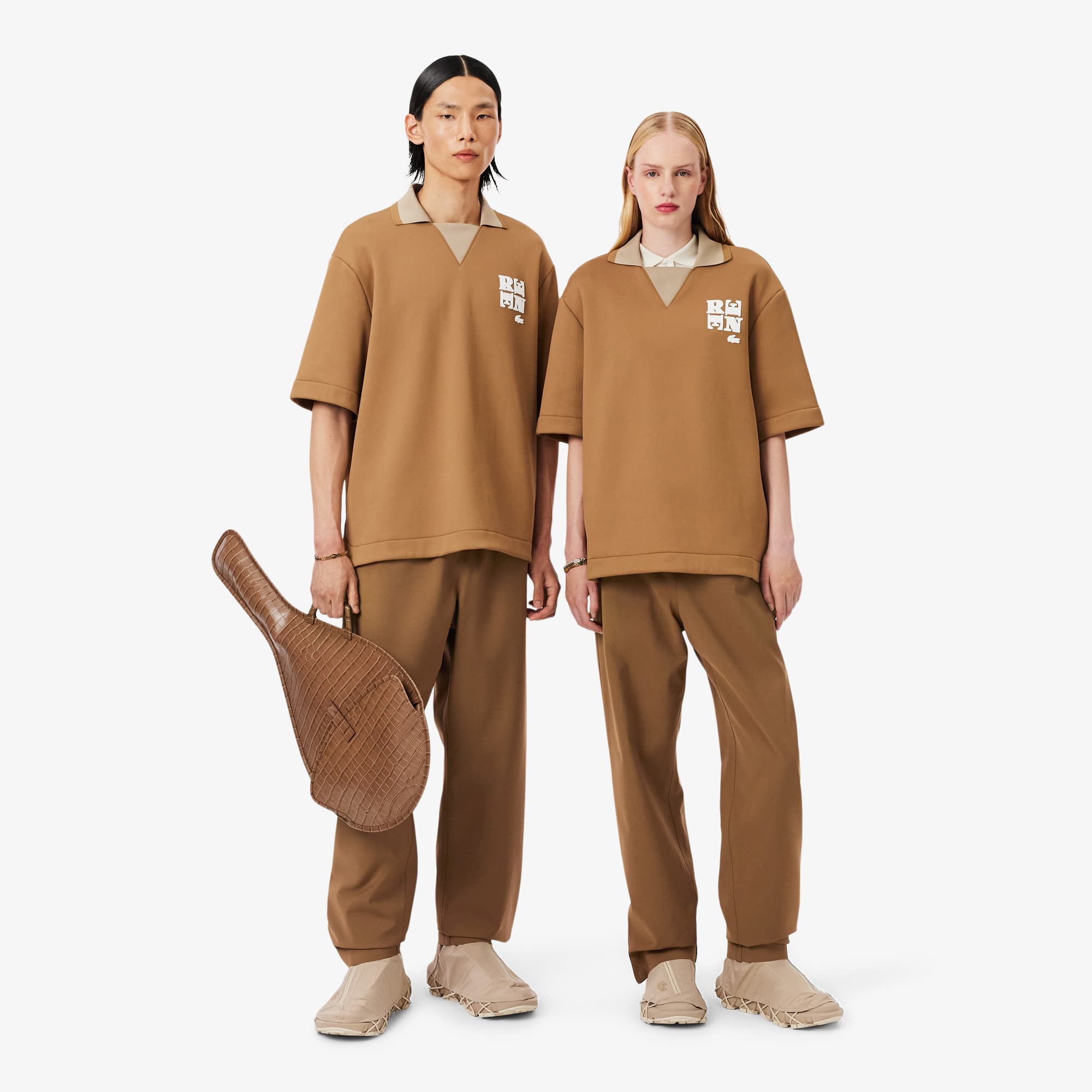 Lacoste Runway Wool Blend Joggers In Brown