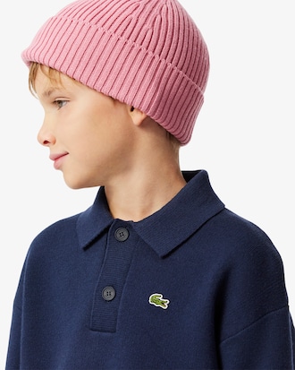 Kids' Cotton and Wool Blend Long Sleeve Polo