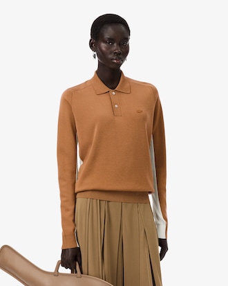 Runway Wool Blend Polo Collar Sweater