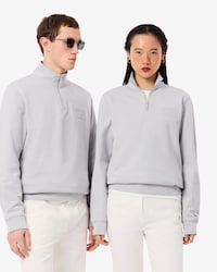 High Neck Embossed Zipped Sweatshirt