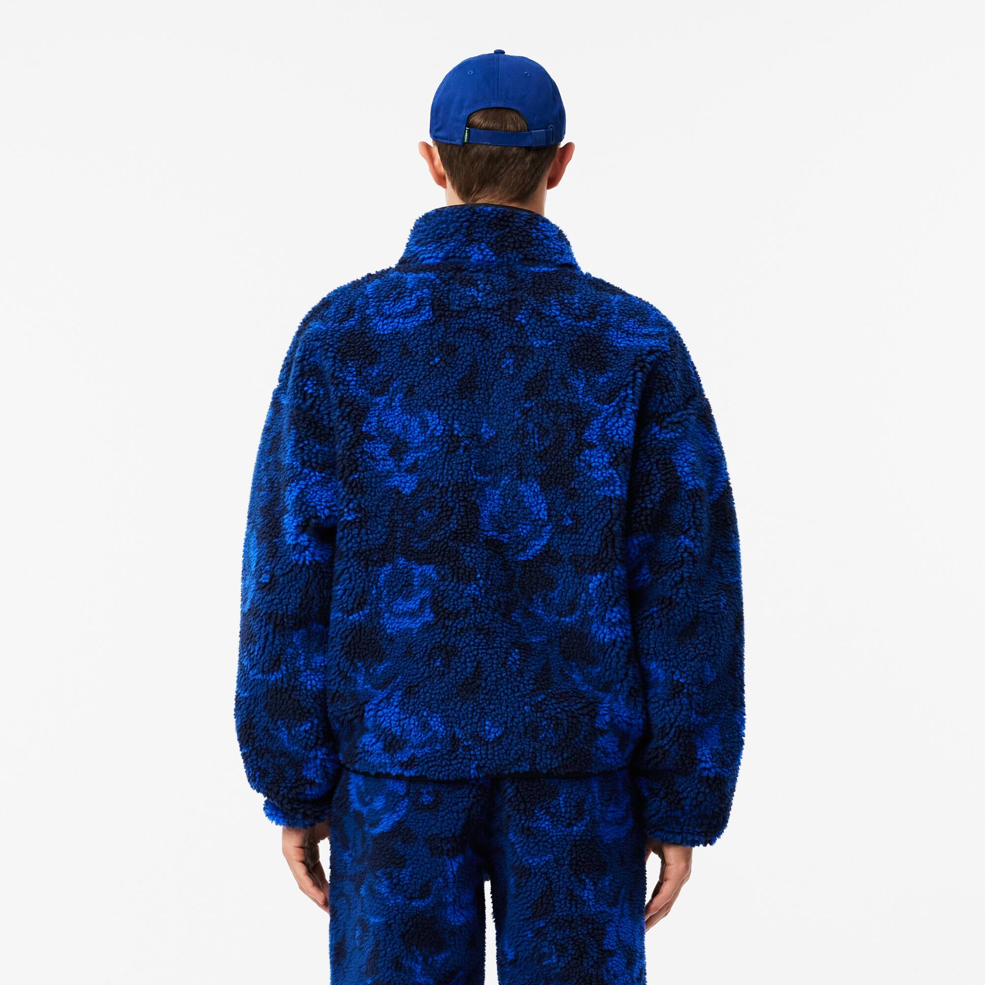 Men's Zip-Up Floral Motif Fleece Jacket - Jackets & Coats - New In