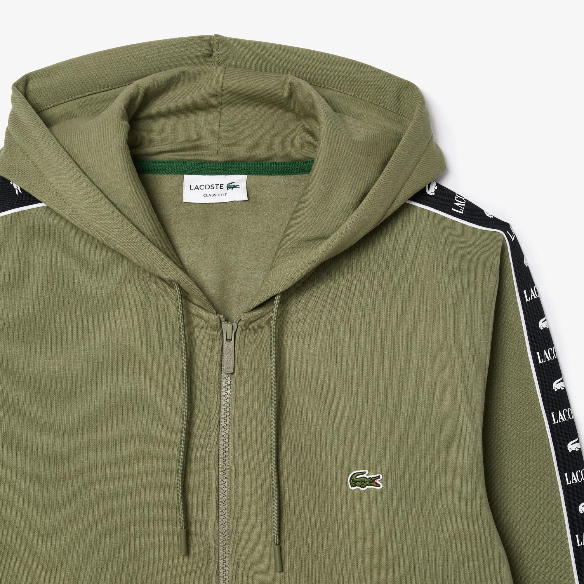 【LACOSTE】大人気 Tape ロゴ フルジップ パーカー フーディー Men's Logo Stripe Zip-Up Hoodie - Sweaters & Sweatshirts