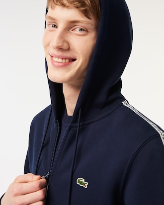 Men’s Classic Fit Branded Stripes Zip-Up Hoodie