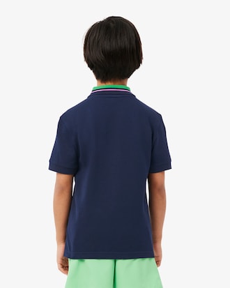 Kids' Stripe Collar Petit Piqué Polo