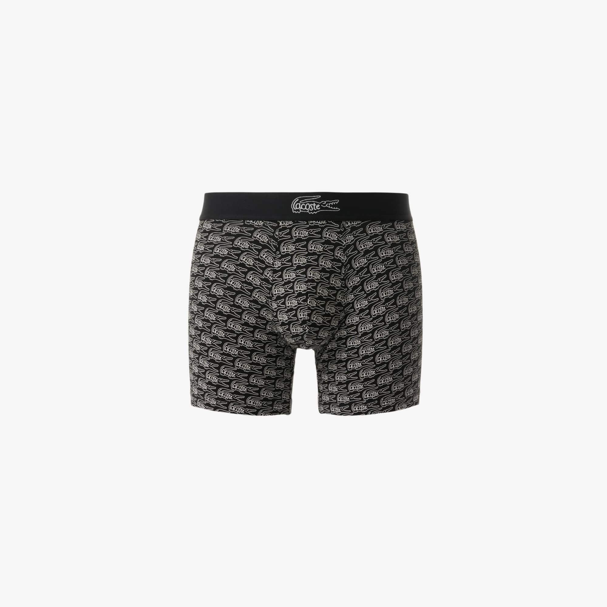 Lacoste Men's Printed Stretch Cotton Boxer Briefs In Green